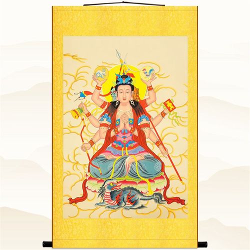 斗姆神像画卷轴挂画 佛堂神龛用绢布材质人物装饰画 水陆画定制
