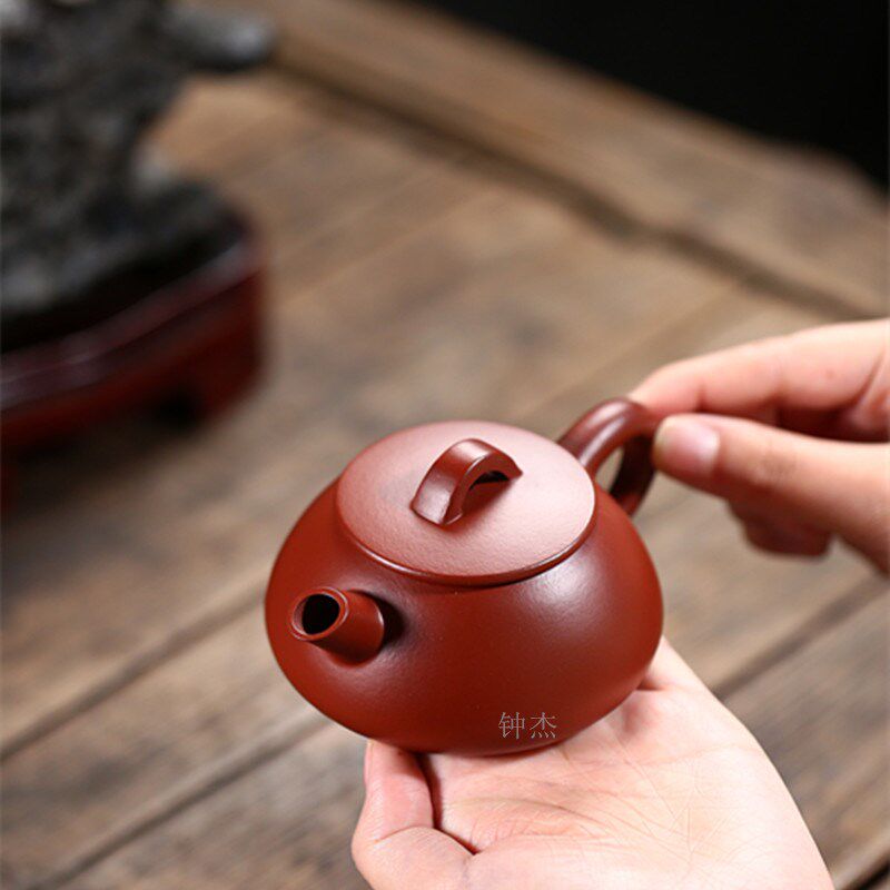 宜兴紫砂壶纯全手工茶壶家用泡茶具套装原矿大红袍朱泥炮嘴石瓢壶