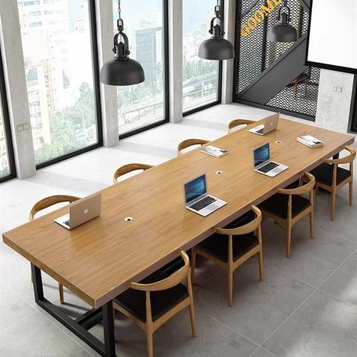 实木会议桌长桌简约现代长条桌子工作台家用电脑办公洽谈桌椅