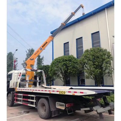 平板工程机械运输车带随车吊机 5吨6吨小黄牌平板随车吊