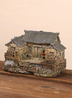 创意桌面田园盆栽造景花盆鱼缸园艺装饰怀旧房子摆件工艺品礼品