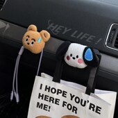 流汗小狗前排无痕黏贴小挂钩车后座椅背挂钩可爱汽车装 饰用品女