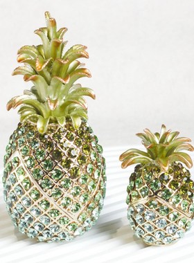 爆款珐琅首饰盒水晶工艺品满钻菠萝凤梨创意家居饰品摆件礼品