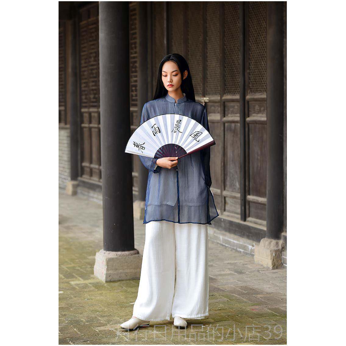 正品新款中国风太极服女飘逸上衣 风真丝表棉双层太极晨拳麻武术