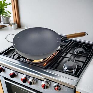 正品锅百强铁灶锅不粘无层无油涂烟锅圆底不锈炒锅燃气凹面电磁炉