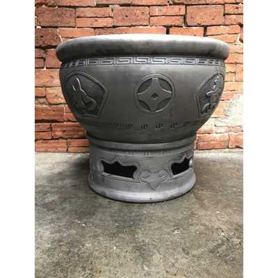 正品莲花盆径80cm泥盆陶鱼缸直荷花缸乌金龟缸睡莲盆碗莲缸超大瓷