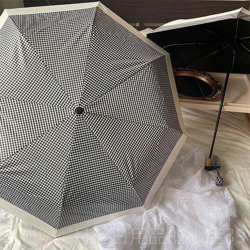 正品msho敲赞 禁欲系拼接黑白格长伞s很适合拍雨照的直杆伞韩in长