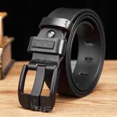 正品 带皮加长 层中年牛商务休闲裤 皮隆男士 真皮皮带男针扣腰带头