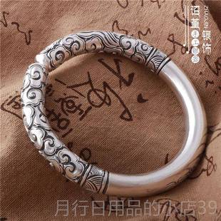 正品齐天圣紧咒情大侣定海神箍针纯银如意金箍棒手镯99足银手工男