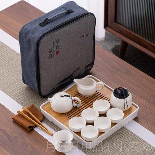 正品定窑便旅户行功夫茶具套装携式包家用外游一壶四杯泡茶旅茶杯
