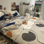 正品 is北欧简约床纯上5四件套全棉棉被套蓝n色写意1.m1.8米公寓三