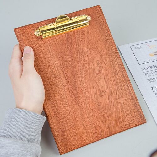 画板写字垫板活页夹A4A5菜单夹立式黑胡桃实木质黄铜咖啡店展示牌