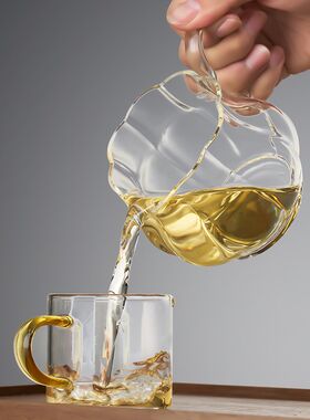 汉唐玻璃公道杯高档分茶器加厚耐高温透明茶海家用功夫茶具配件
