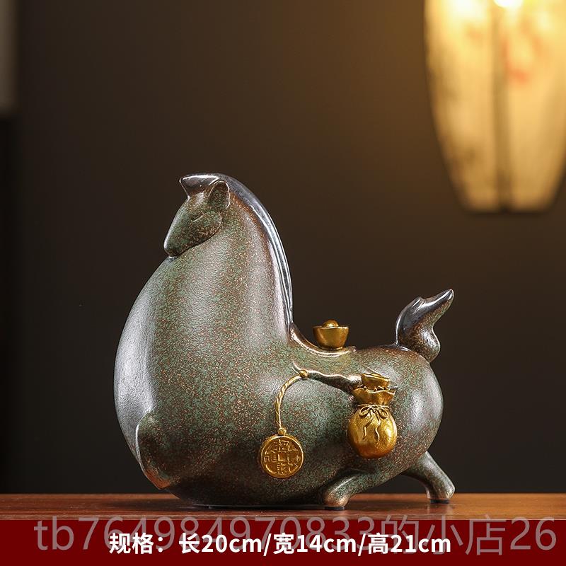 正品德化陶上马有钱唐马招财工艺瓷礼品摆饰客厅酒柜电视柜玄关新