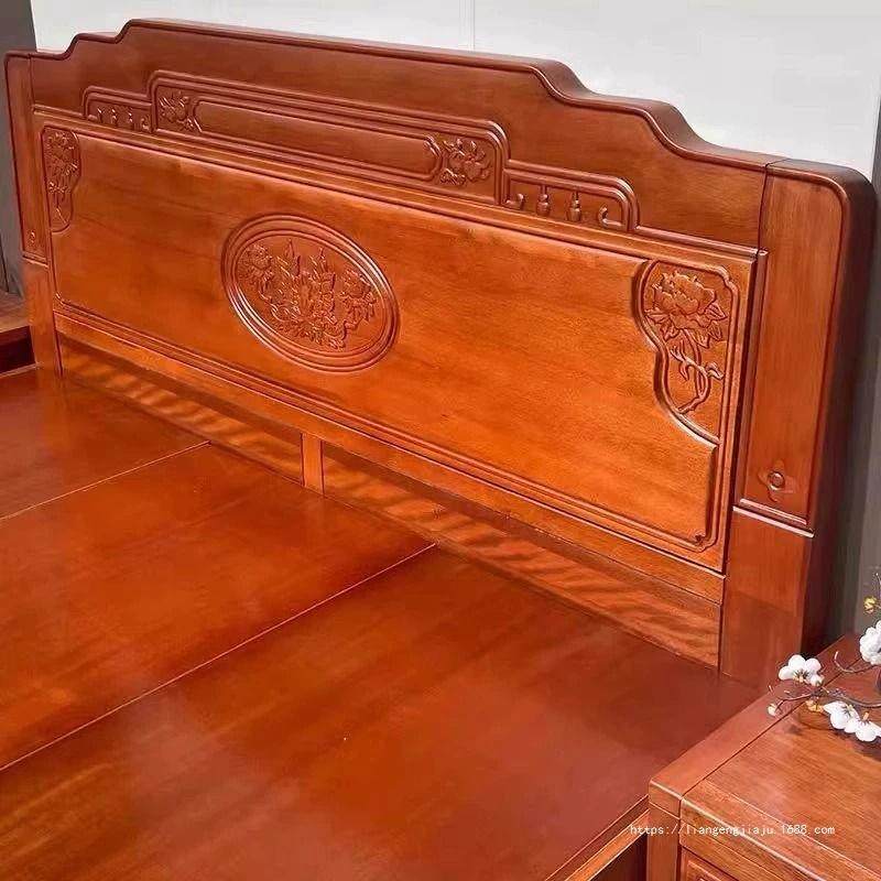 实木床全实木榫卯结构中式古典花梨木双人床高端家用卧室雕花木床