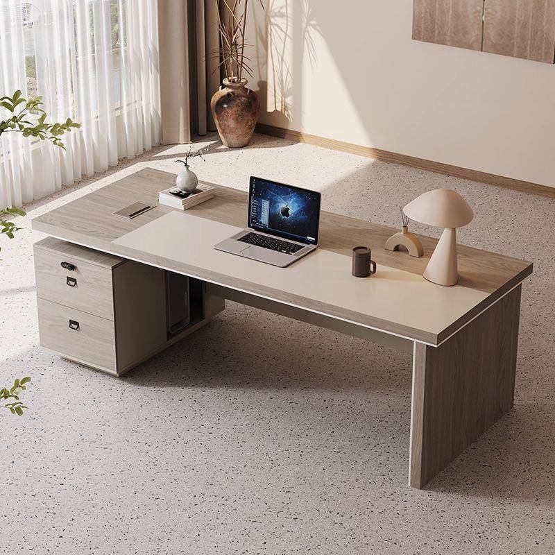 老板办公桌简约现代办公室主管书桌经理总裁短柜桌椅组合办公家具