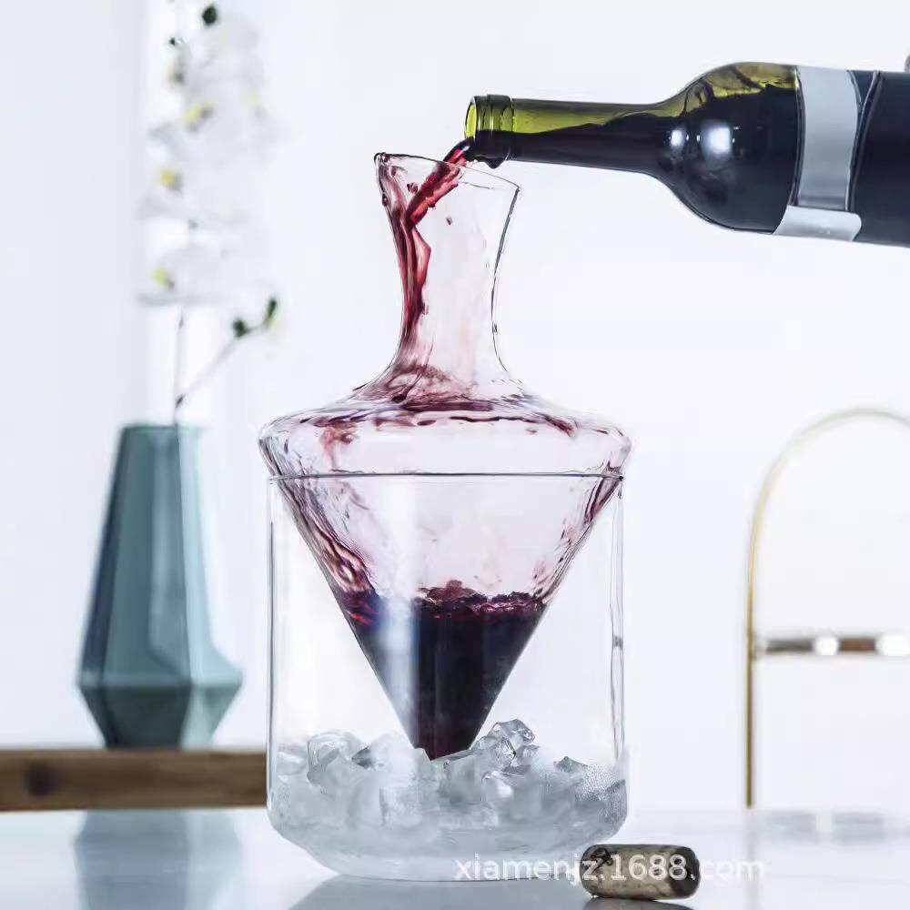 红酒醒酒器家用奢华冰镇酒瓶高档冰桶分酒器高级红酒具套装冰酒壶