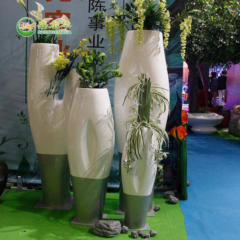 创意玻璃钢商场售楼处花盆样板房花器影院花缸装饰酒店花瓶