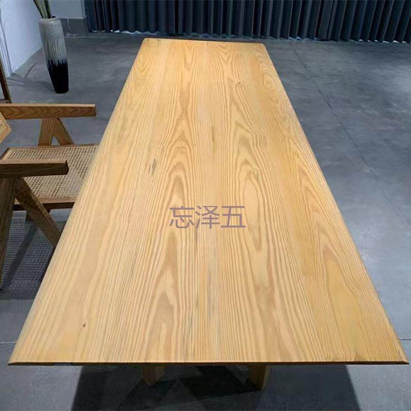 PC白蜡木实木大板茶桌新中式实木原木餐桌办公会议桌简约风办公家