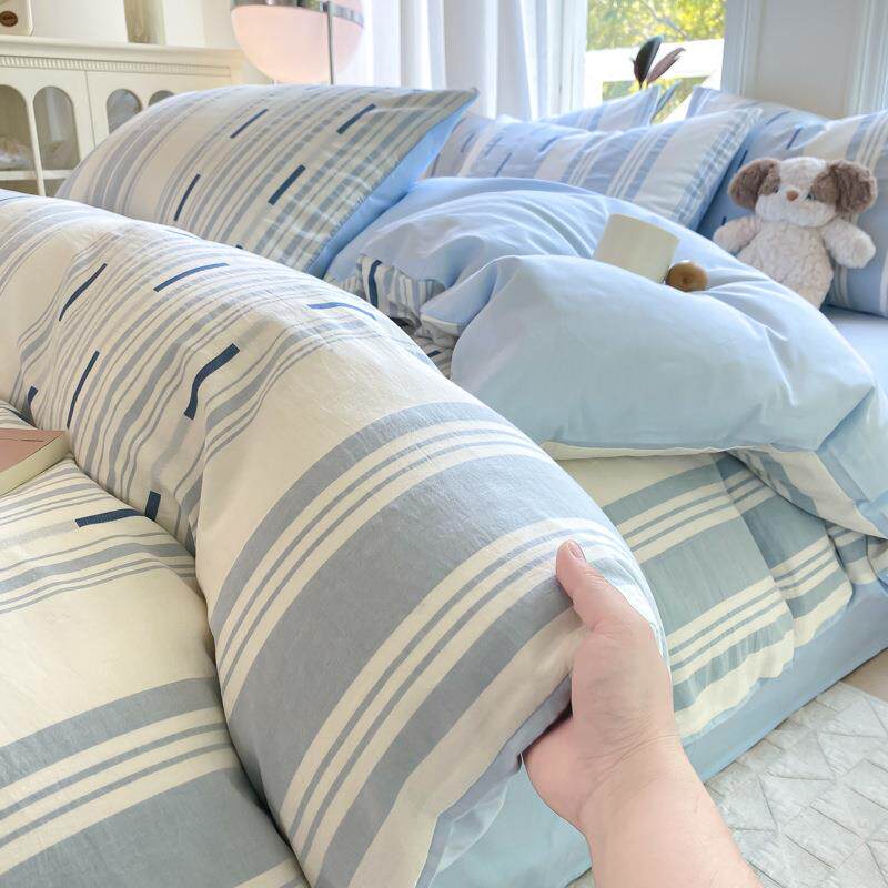 色织提花纯棉被套单件2025夏季简约条纹全棉被罩单品学生宿舍被套
