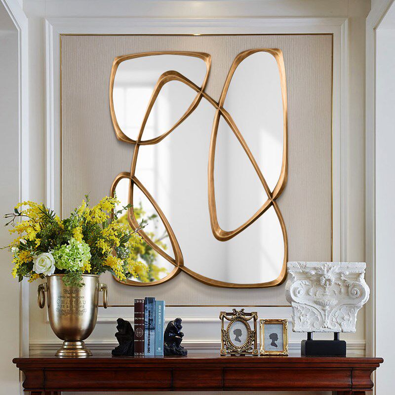 式古典装饰镜雕花浴室镜背景墙艺术玄关镜梳妆台简约艺术镜子