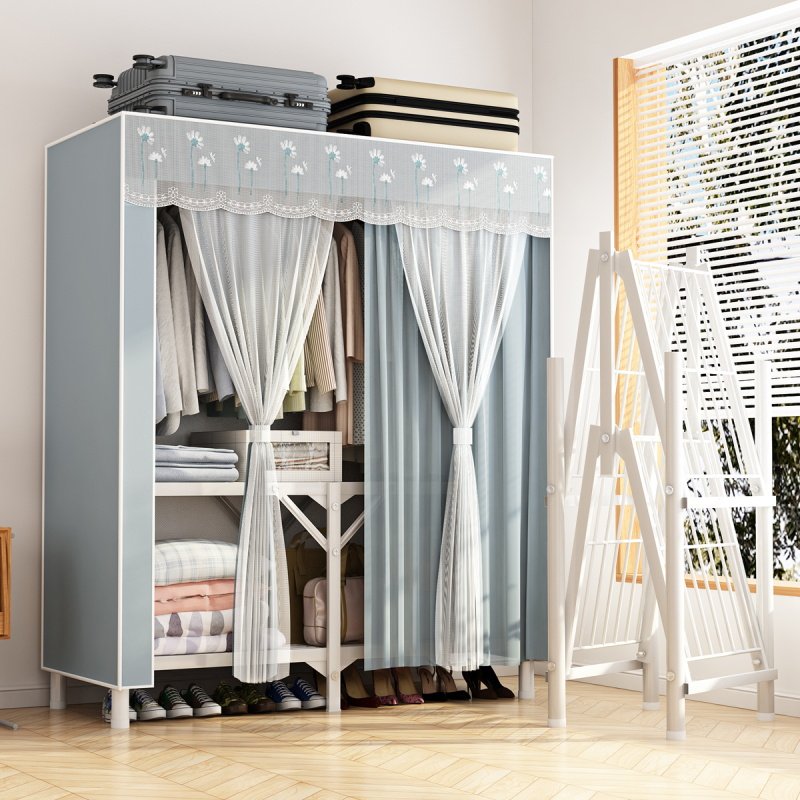 简易布衣柜全折叠免安装钢架加厚加粗家用卧室结实耐用挂衣橱柜子