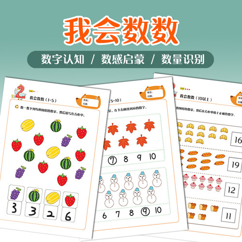 幼儿园数学思维启蒙训练我会数数宝宝数字认知逻辑思维早教教具