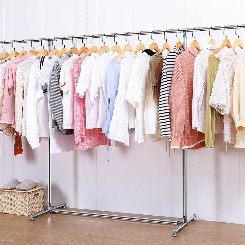晾衣架落地折叠室内晾衣杆阳台伸缩家用不锈钢单杆式简易凉晒衣架