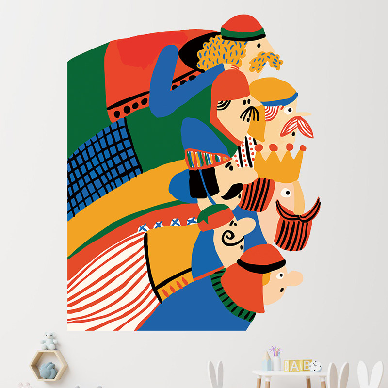 幼儿园抽象插画艺术风主题墙贴环创西班牙楼梯间教室布置环创定制,家居饰品,软装墙贴,淘宝优惠券,粉丝福利购,淘宝优惠卷