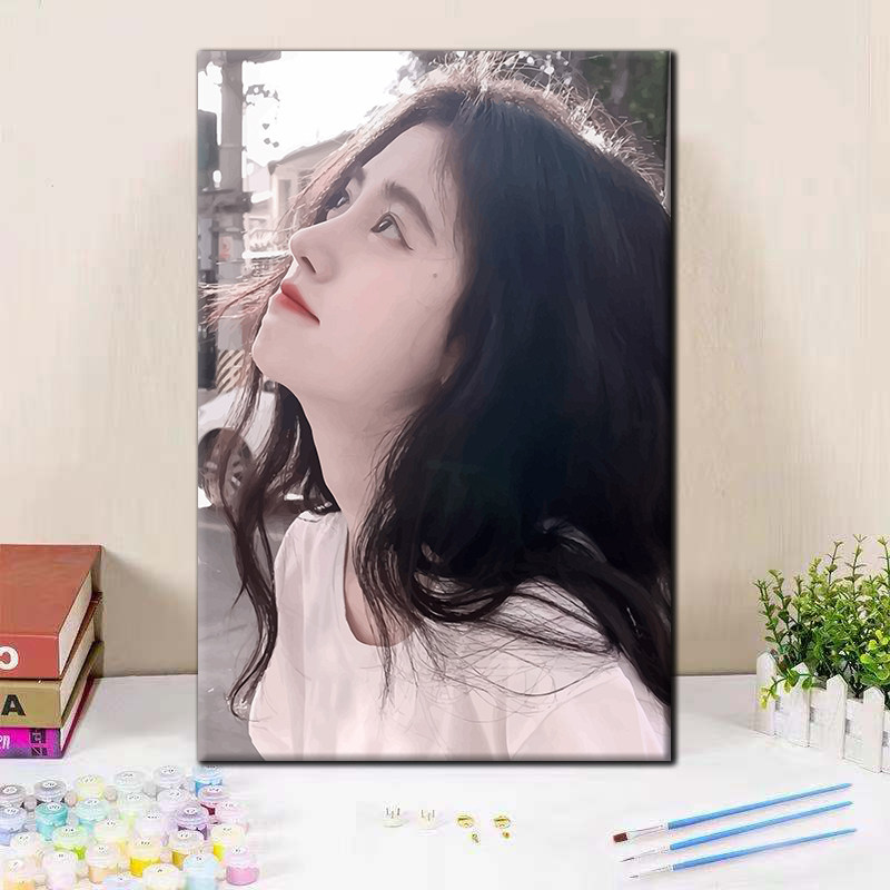 数字油画diy手工定制手绘填充涂色颜料丙烯装饰画 明星爱豆鞠婧祎