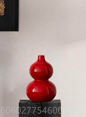 新式红色芦陶瓷花客瓶厅插花水培装饰中高级感玄关葫茶室WCL禅意