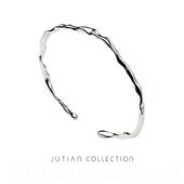 JUTAN 百搭银I饰 纯银手镯女I面N个SB014性潮简约不规则凹凸女细款