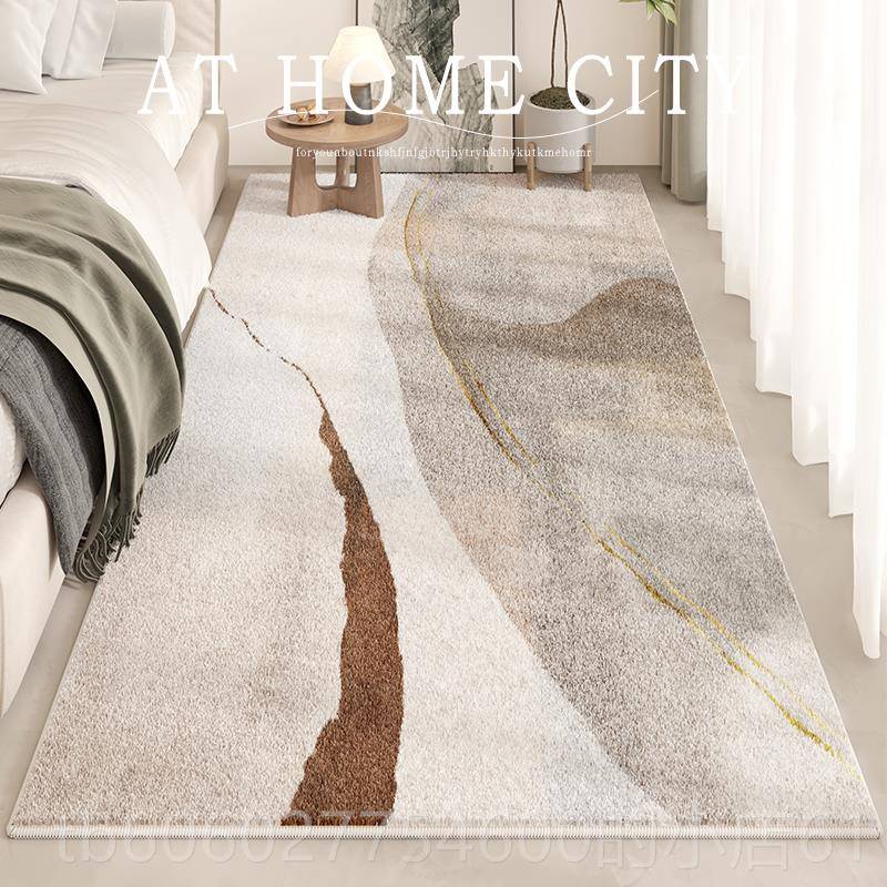 现代简约地彷羊绒床毯客毛厅彷羊绒端高室床边卧毯绒长条家用茶几