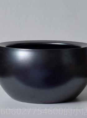 EGQ景德陶瓷鱼缸莲睡盆古桌面瓷缸缸黑色大金鱼青城水镇生植物缸