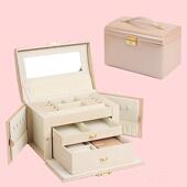 晶亿福首饰纳盒公主欧盒式 韩国实JY039木收绒布带锁祥大容量多层