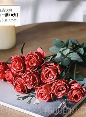 7200730复2cm御三泥vntag黄e复古红玫瑰ins花风仿真花假花绢花摆