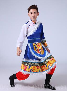 新款藏族服蓝色舞蹈服装元旦成出人演男少数yzh-039民演族风舞台