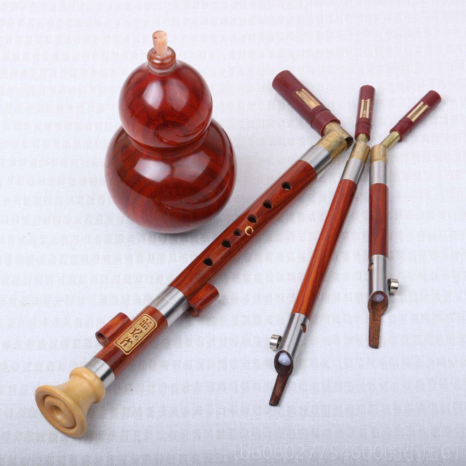 蓝PSH孔雀芦丝 红木 民业演奏型 D C 降B G 葫F调 7孔 云南族乐专