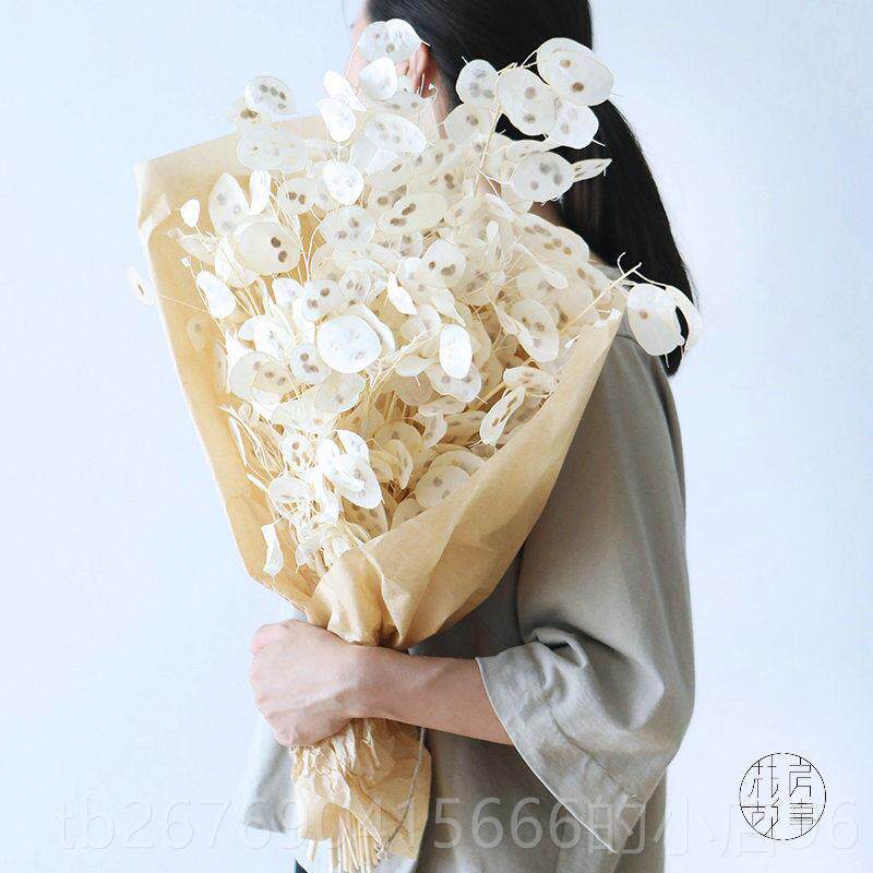 高档天然银扇叶花束插花进口干花s果in家居门软店装饰开业乔配迁