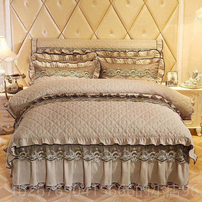 高档欧式夹棉蕾丝床裙四套床上用品1.5m1.8米件套加厚罩双人床4被