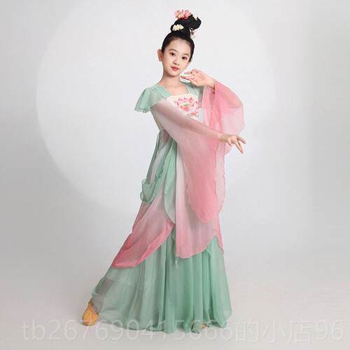 高档儿童古典舞蹈功服装童中女国舞练服民族扇子舞汉唐采莲古风演