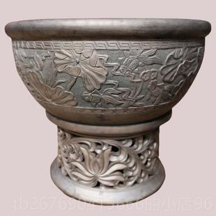 高档鱼陶素老瓦盆瓦缸瓦土鱼盆金鱼盆陶瓷乌龟睡莲龟鳖家用面花盆