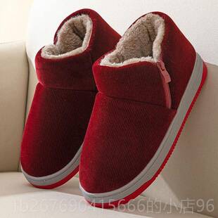 高档老妈北京棉鞋女款秋冬季加绒加年厚保暖棉拖鞋厚防底滑中老妈