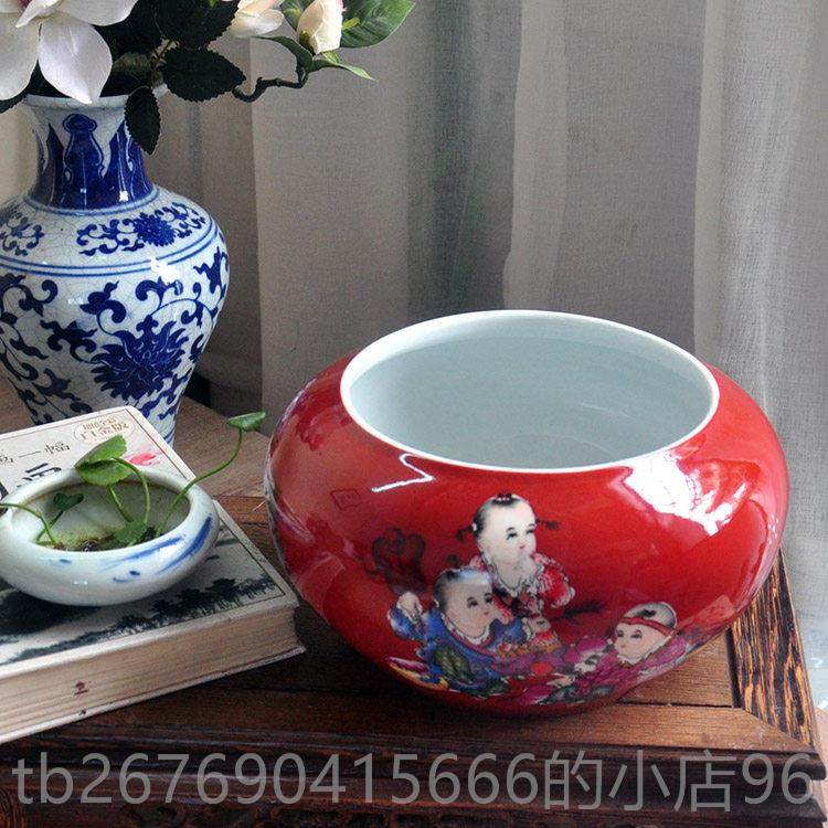 高档金书鱼缸景德镇陶器百子童子鱼缸图乌龟缸睡莲一叶莲客厅房摆,宠物/宠物食品及用品,桌面缸,淘宝优惠券,粉丝福利购,淘宝优惠卷