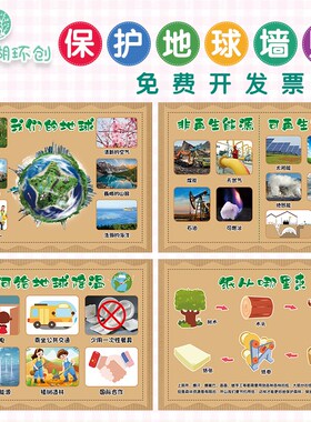 幼儿园世界地球日主题环创墙贴保护环境节约用水能源垃圾分类海报