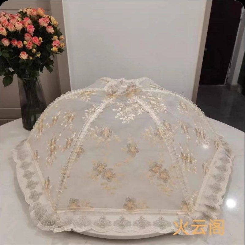 高品质蕾丝卫生菜罩可折叠餐桌纱罩食物罩盖菜盖大号饭菜餐桌罩