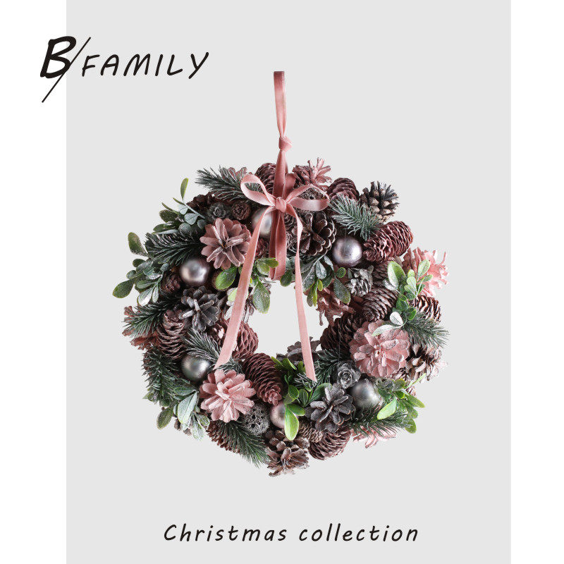 耶诞装饰粉绿色松果亮片蝴蝶结花环壁挂门挂桌面摆件节日氛围道具,节庆用品/礼品,圣诞装饰品,淘宝优惠券,粉丝福利购,淘宝优惠卷