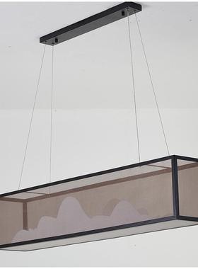 新款时新中式餐厅长15121吊灯方山水创意个性茶室书房形吧尚台装