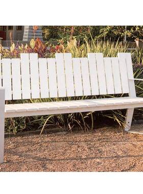 室外白色外椅休户公园椅BZY-22-0露天实木园林长条椅景区息座坐凳