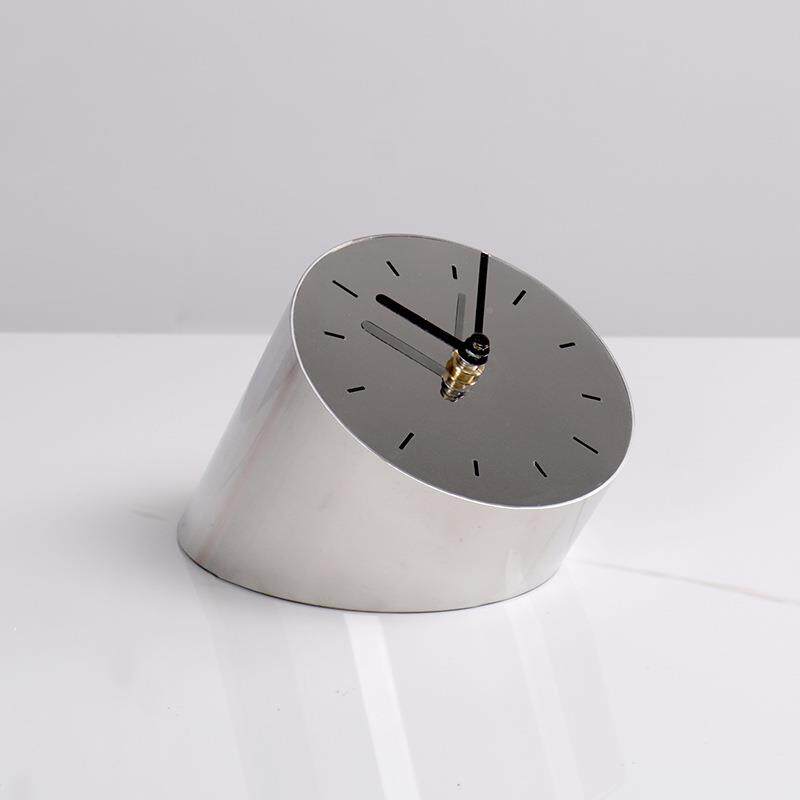 轻奢镜面日晷时钟样室房板售楼部卧儿童房床头柜桌书台钟OXW摆件